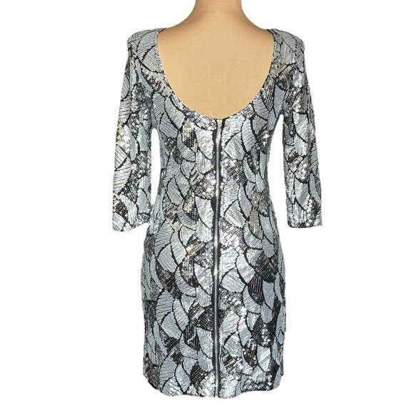 NWT Body Language Paris Sequin Mini Dress Sz.S Silver Cocktail Formal Coquette - Picture 11 of 13